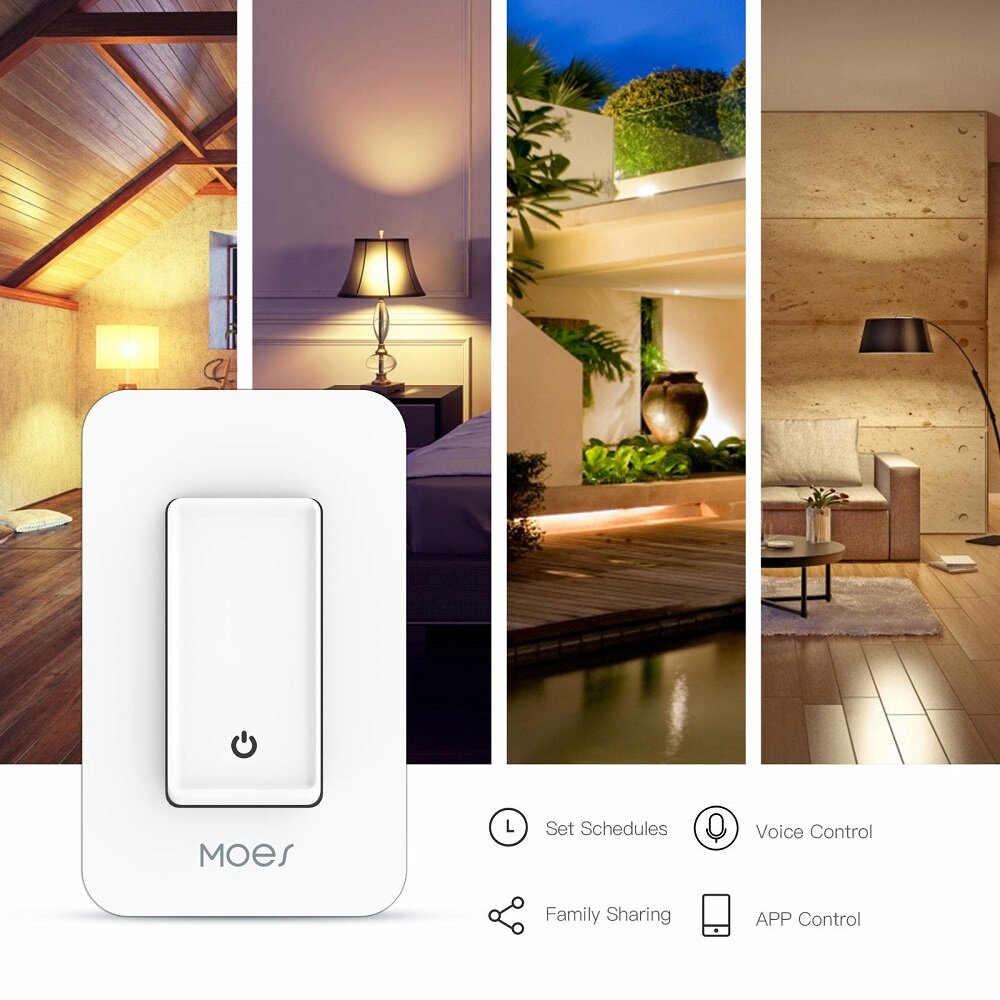 WiFi Smart Light Switch Control by Smart Life/Tuya APP Works with Alexa Google Home for Voice Control