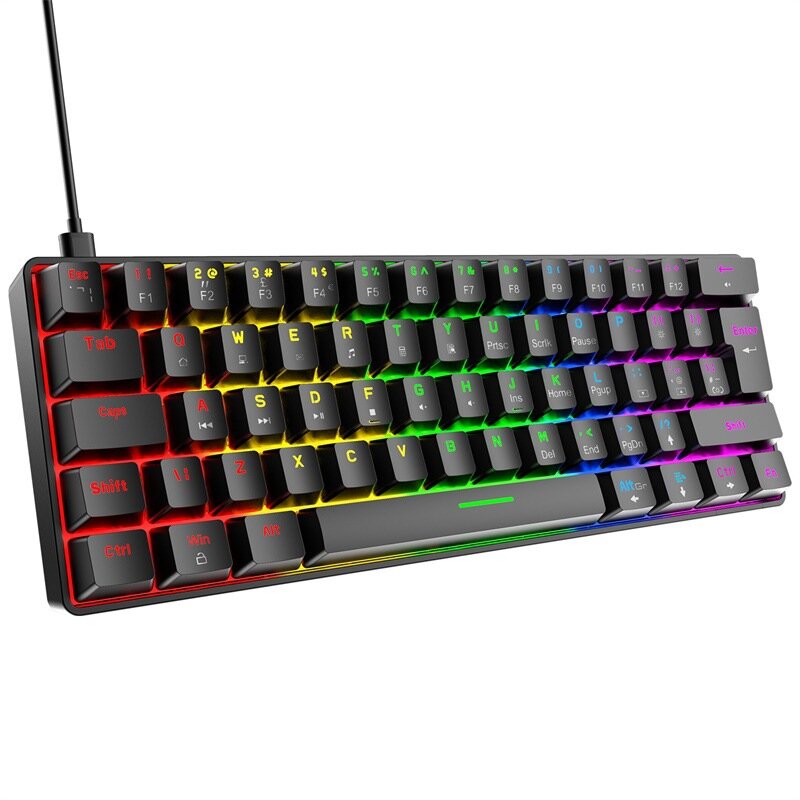 Mechanical Keyboard 62 Keys NKRO RGB Backlight Type-C USB Wired Waterproof ABS Keycap UK Layout PC Gaming Keyboard