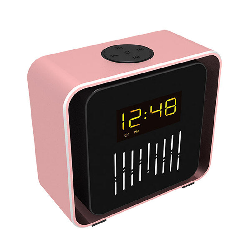 USB Charging LED BT/TF/FM Bluetooth Speaker 360 Rotation Radio Alarm Clock