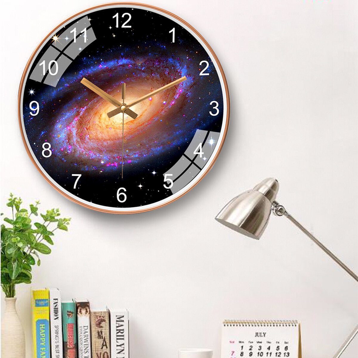 12 Inch/30cm Star Space Galaxy Wall Clock Silent Living Room Bedroom Creative Hanging Clock Home Office Ornament