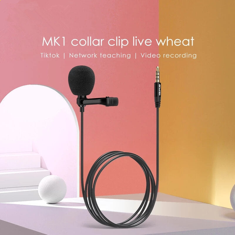 Microphone 3.5mm Aux Jack 3M Length Clean Sound Noise Cancelling for Vlog Laptop And Record