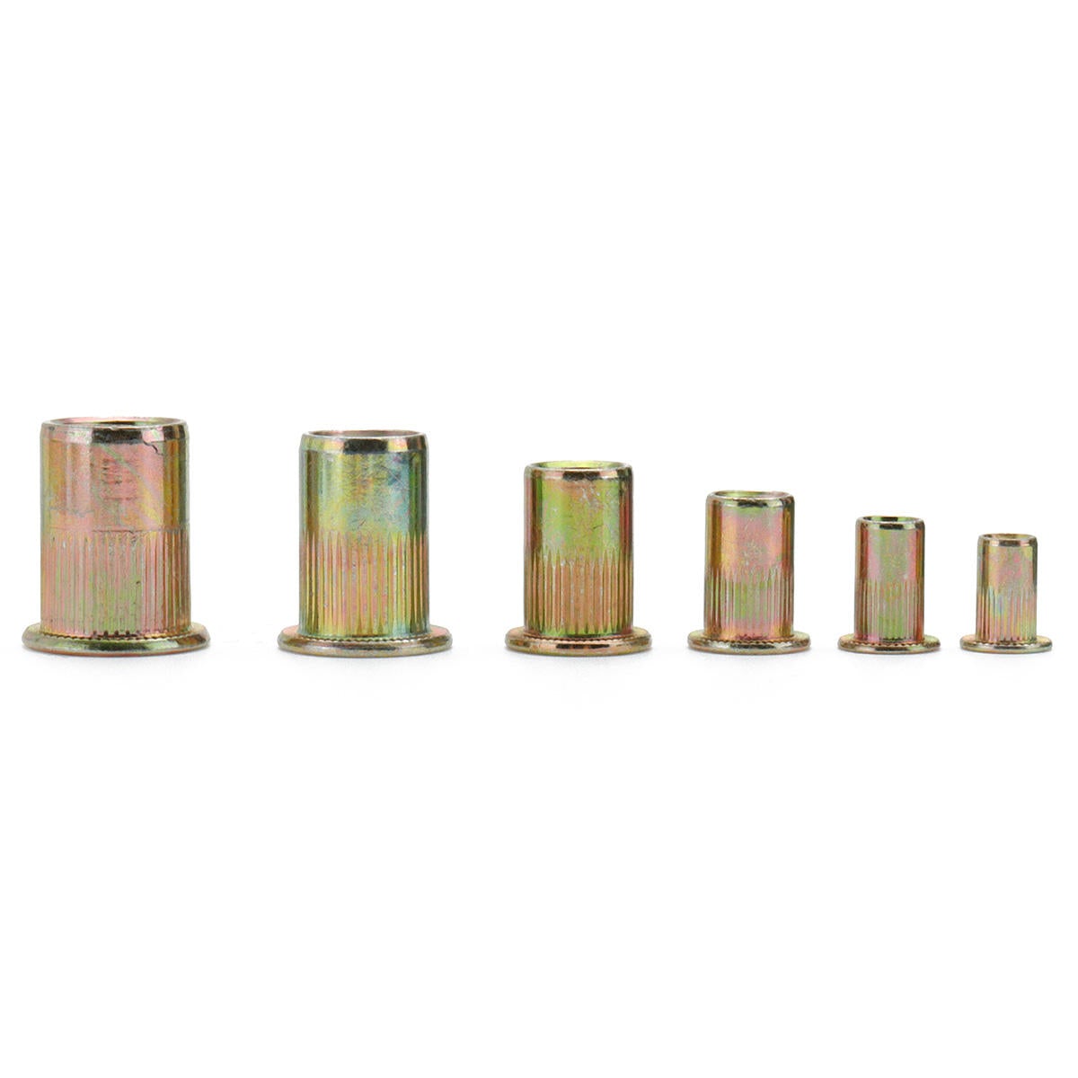 210pcs Zinc Plated Rivet Nut Mixed Metric Rivnut Threaded Flat Head Insert Rivetnut