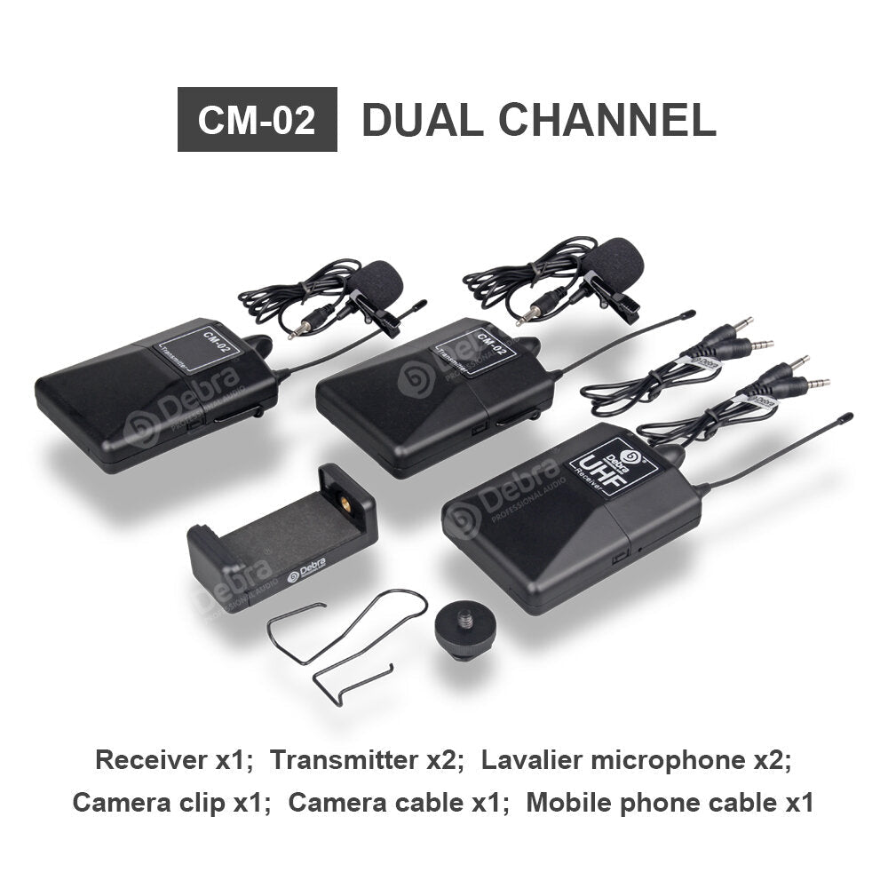 UHF Wireless Lavalier Microphone with 30 Selectable Channels 50m Range for DSLR Camera Interview Live recording