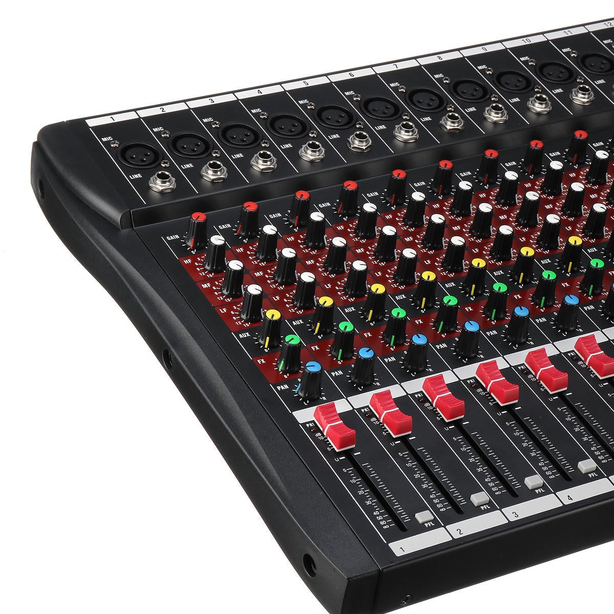 12 Channel Bluetooth Live Studio Audio Mixer Mixing Console with USB XLR Input 48V Phantom