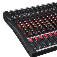 12 Channel Bluetooth Live Studio Audio Mixer Mixing Console with USB XLR Input 48V Phantom
