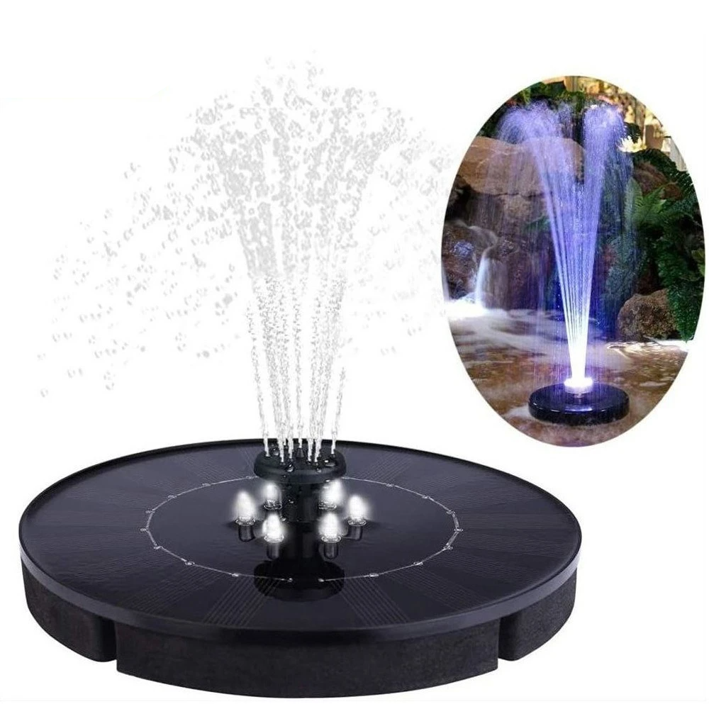2.5W Solar Water Pump Fountain Floating Outdoor Pool Circular Fountains with 6 LED Lights