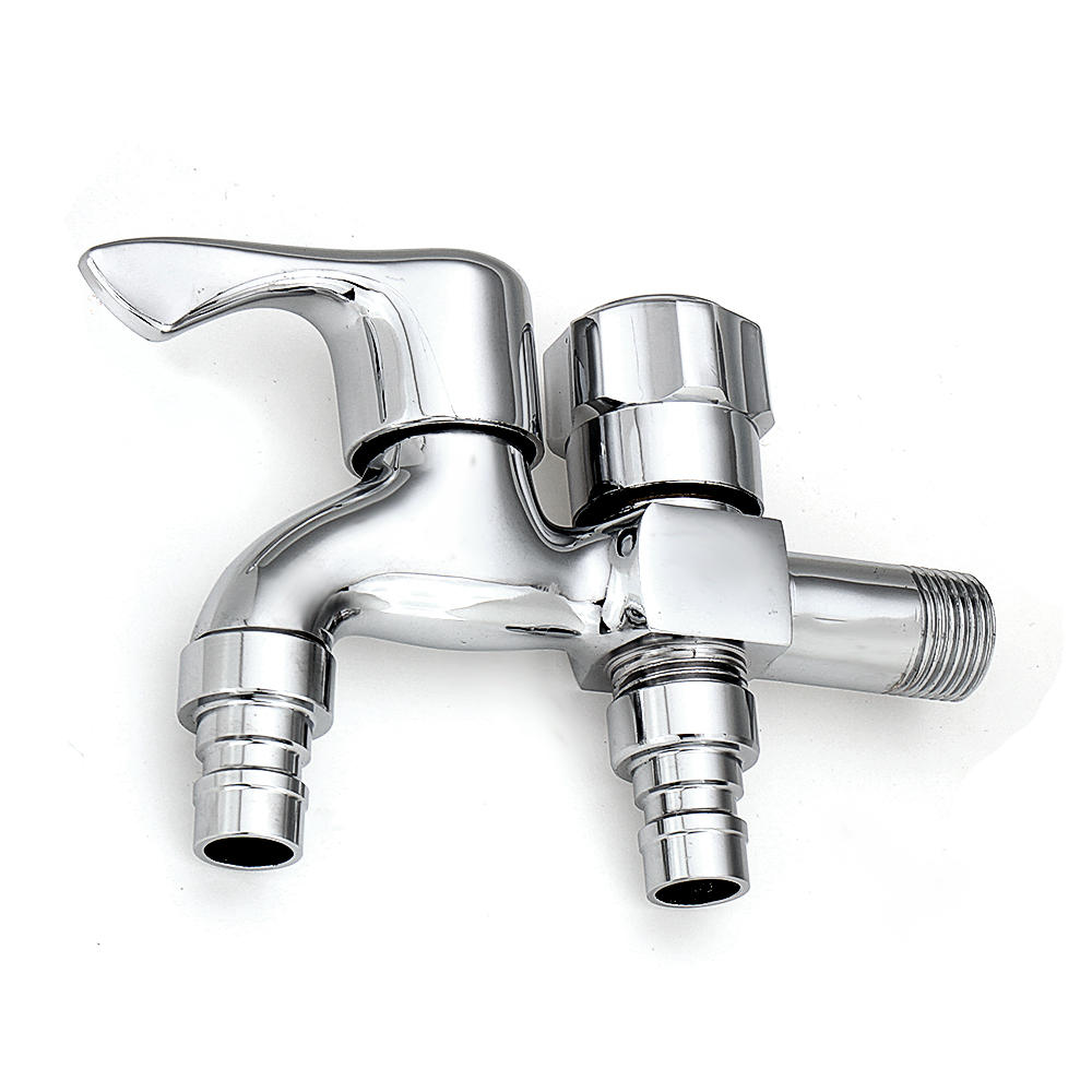Wall Mount Single Cold Washing Machine Faucet 1/2'' Double Spouts 2 Handles Water Tap Garden Bathroom Bidet