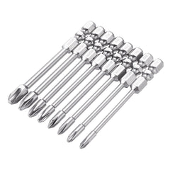 8Pcs 75mm/100mm Length Impact Phillips Screwdriver Bit High Torque Cross Screwdriver Bit S2 Strong Magnetic Screwdriver Bit