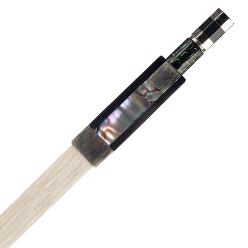 Master 4/4 Carbon Fiber Violin Bow Green Silk Braided Carbon Fiber Stick Cupronickel Mounted Ebony Frog Durable Use