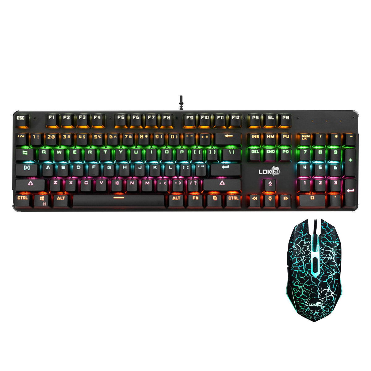 Wired Keyboard & Mouse Set 104 Keys USB Wired LED Breathing Backlit Gaming Keyboard 1200DPI Gaming Mouse for Desktop Computer Laptop PC