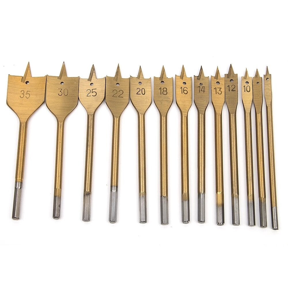 6/8/13pcs Metric Flat Spade Drill Bits Set Titanium Coating Paddle Wood Hole Cutter for Woodworking