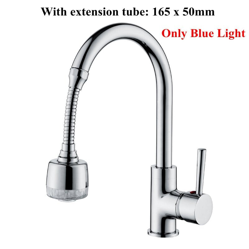 Kitchen LED Light Water Nozzle Faucet Filter Spray Head Extender