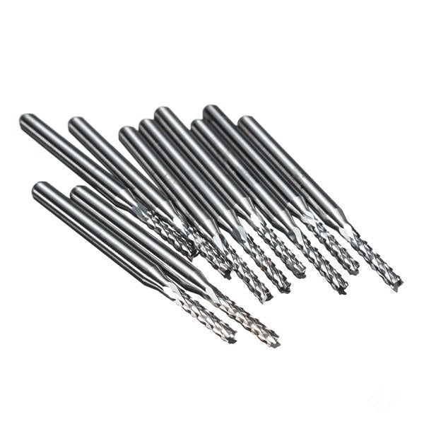 10pcs 3.175x2mm Carbide End Mill Engraving Bits for CNC PCB Machinery Rotary Burrs