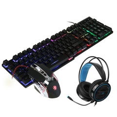 104-Key Waterproof Wired Mechanical Keyboard Headphones Mice Combo With Mic RGB Gaming Set
