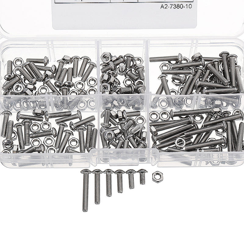 M3SH2 M3 Stainless Steel Hex Socket Button Head Cap Screw Bolts Nuts Assortment 240pcs