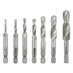 7pcs M3-M12 Combination Drill Tap Bit Set HSS Deburr Countersink Drill Bits 1/4 Inch Hexagon Shank