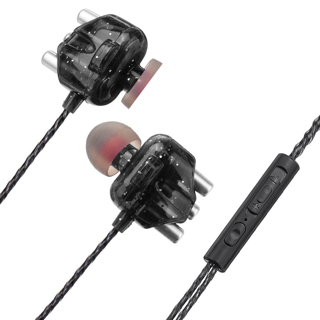 Wired Headphones Dual Dynamic 4 Speakers In-Ear Headset Noise Reduction HD Call Wired-Control Earphones with Mic