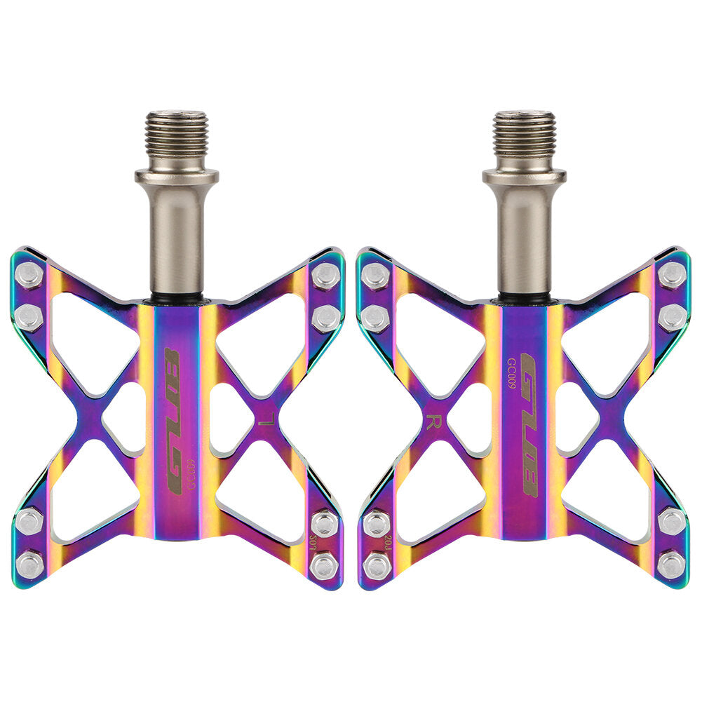Bike Pedals Pair Aluminum Alloy 3 Bearing Flat Platform Colorful Non-slip