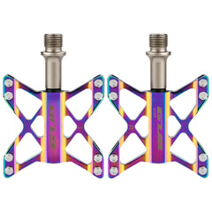 Bike Pedals Pair Aluminum Alloy 3 Bearing Flat Platform Colorful Non-slip