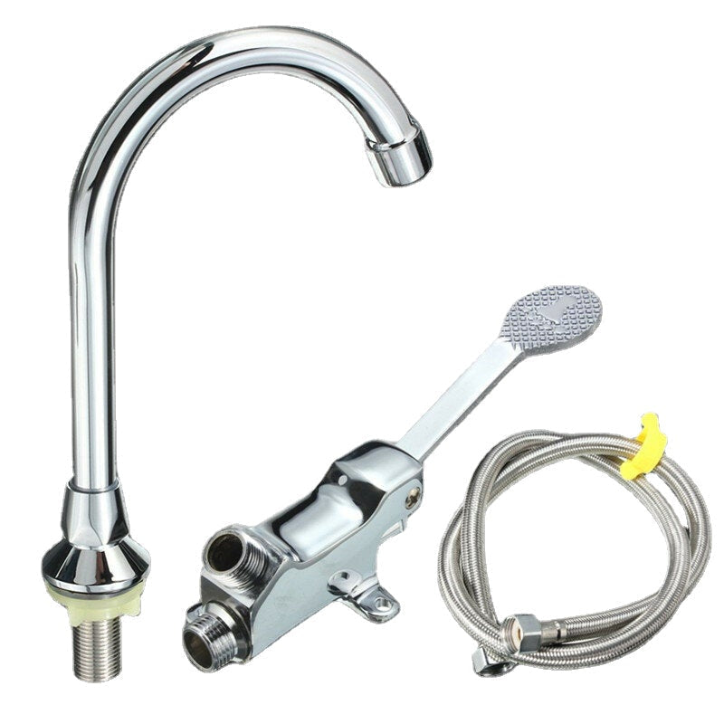 Switch Control By Foot Pedal Valve Basin Faucet Copper Vertical Sink Tap For Home Laboratory Medical With 1M Flexible Hose