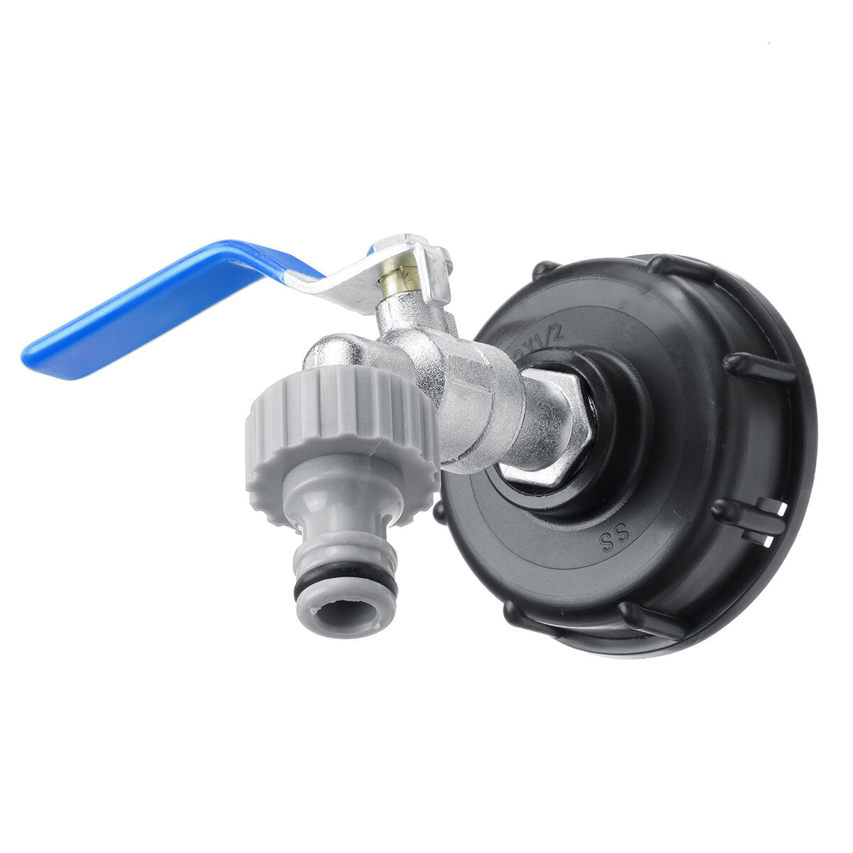 Fuel Tank Cap Adapter with Alloy Faucet and 1/2inch Clip-on Hose Connector Ton Valve