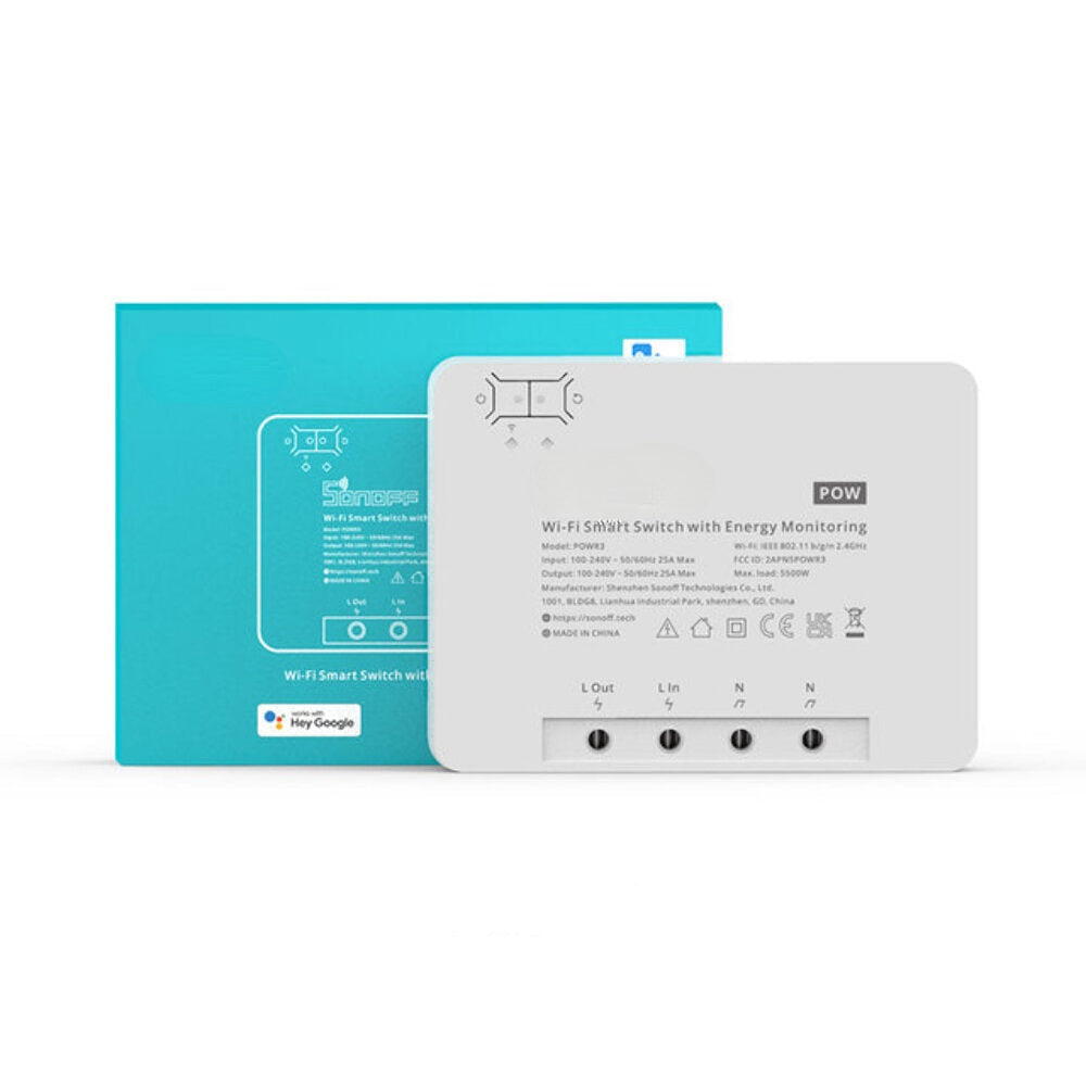 25A Power Metering WiFi Smart Switch Overload Protection Energy Saving Track on eWeLink Voice Control via Alexa