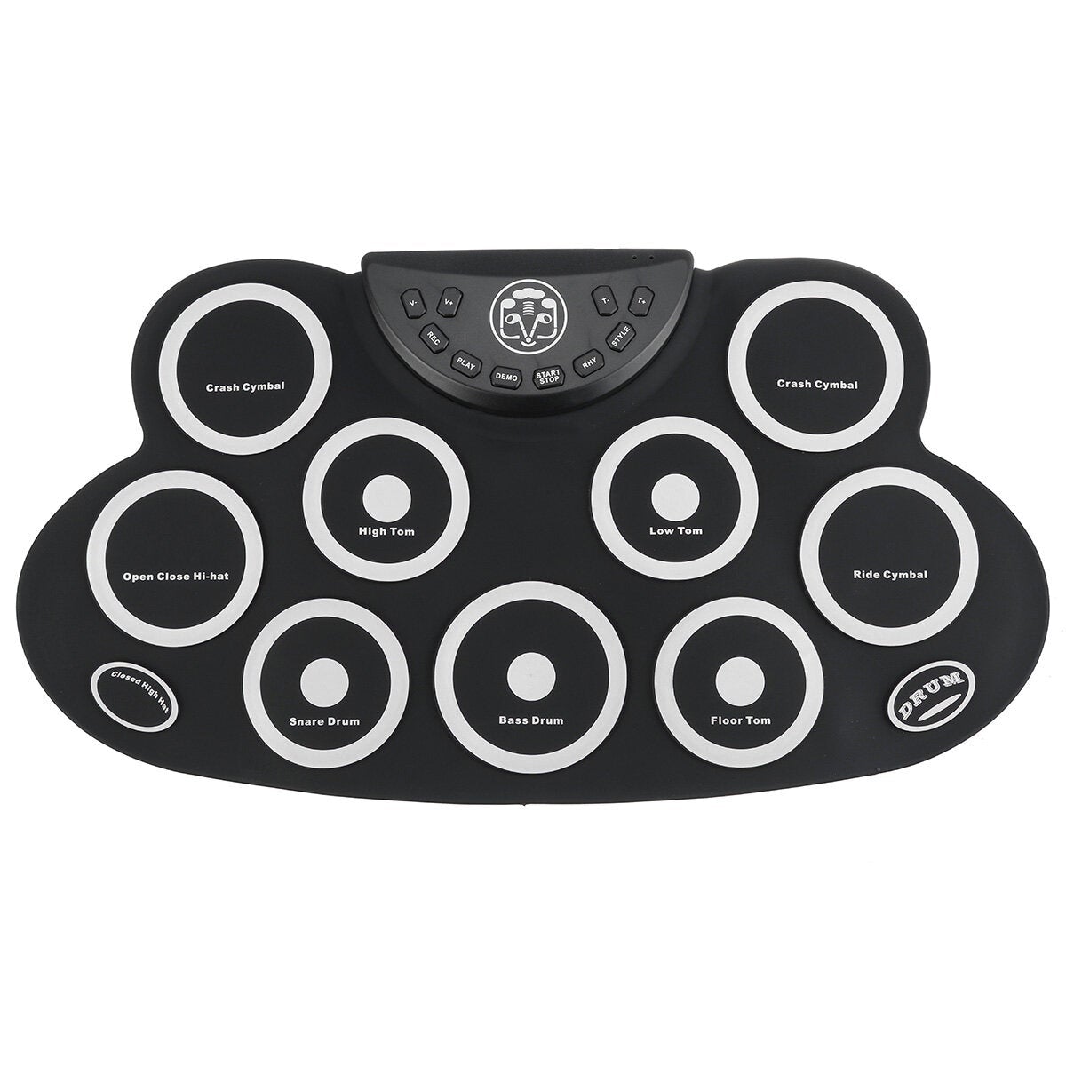 Electric Drum 9 Drum Pads Silicone Plastic Pad w/ Foot Pedals Drumsticks USB 5V