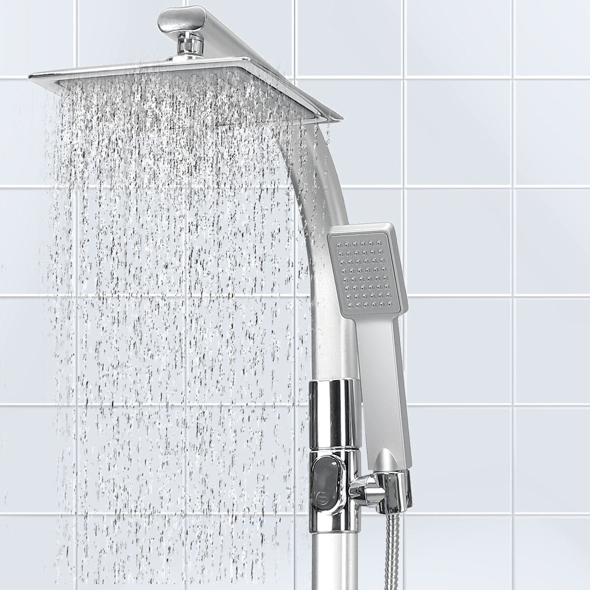 Shower Faucet System Rain Set With Hand Soap Holder Chrome
