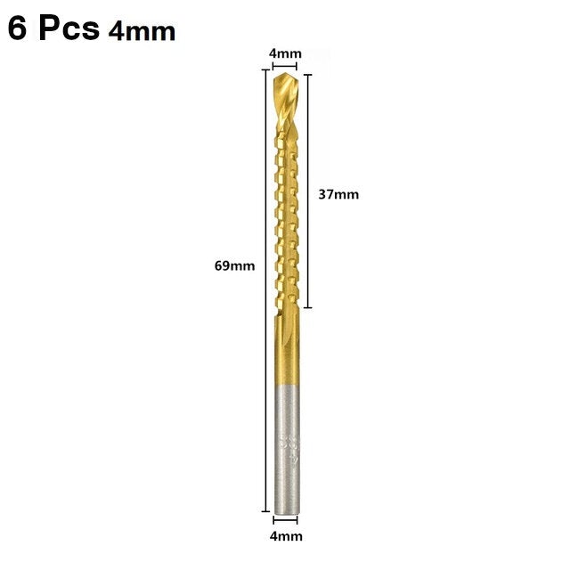 6pcs 3-8mm HSS Drill Bit Titanium Plating Coated Hole Saw Drill Bit Set Wood Hole Cutter Core Drill
