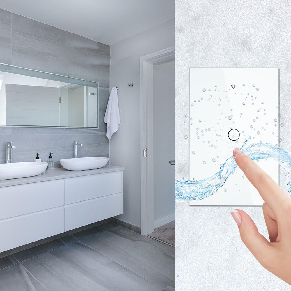 Smart Home Wall Touch Switch 1/2/3 Gang US Type Neutral Line Tempered Glass APP Remote Controller Work with Amazon Alexa 10A RF433+WIFI