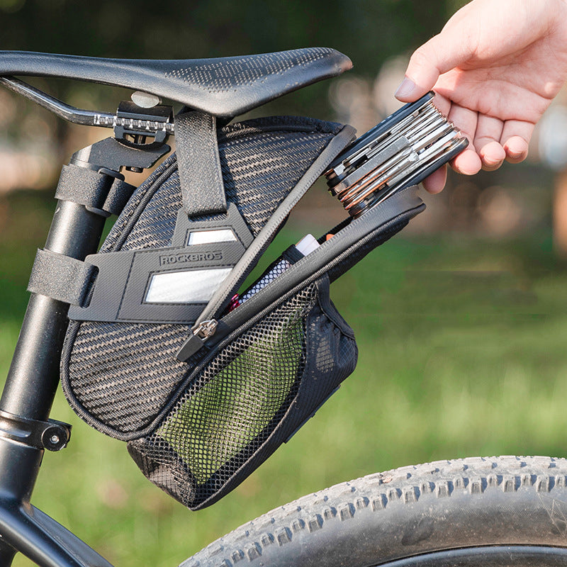 Bicycle Double Zipper Reflective Capacity Water Tail Bag Bottle Pocket