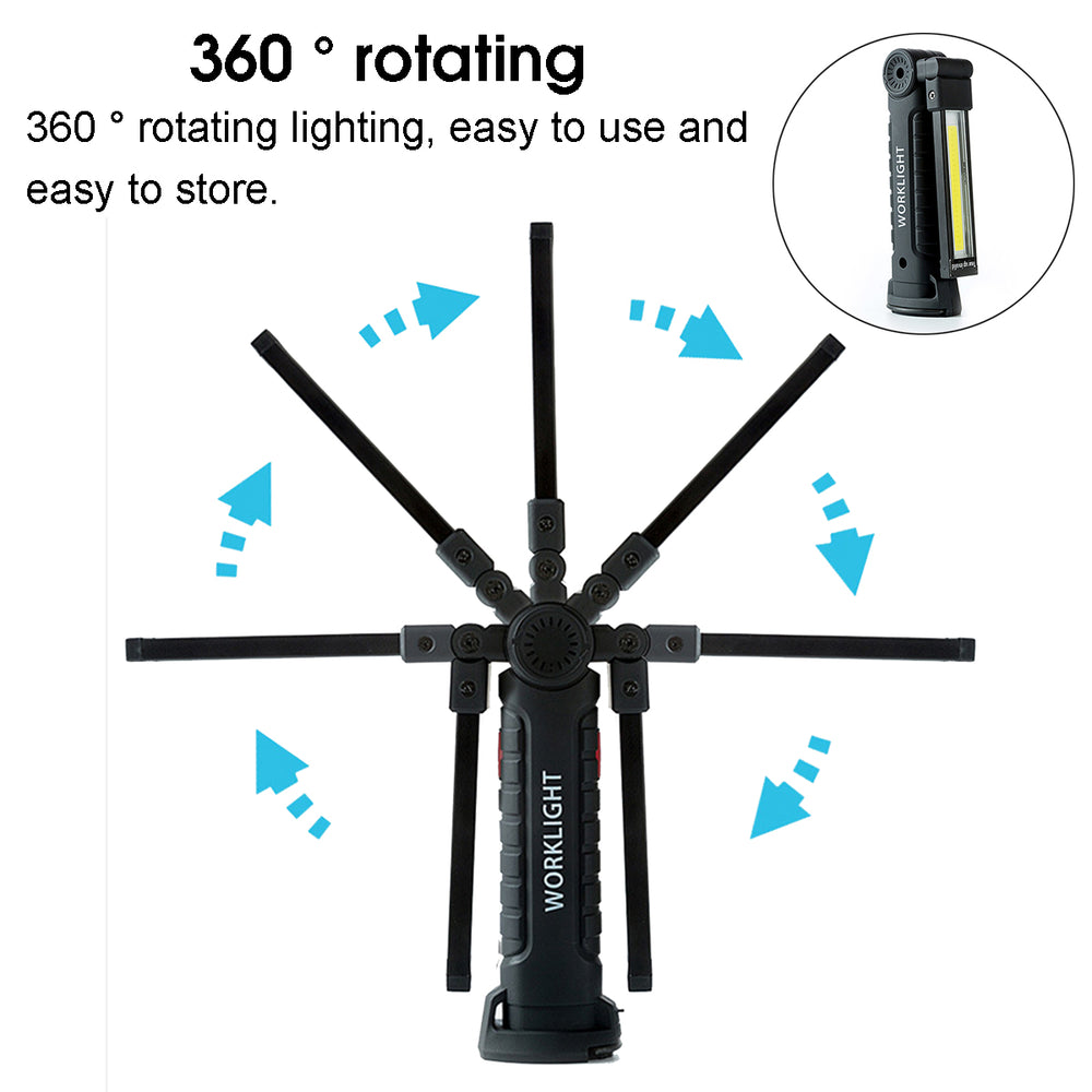 360° Rotatable COB+LED Work Light USB Torch Flashlight Outdoor Camping Emergency Lantern