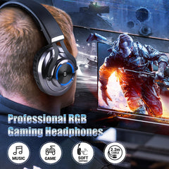 Gamer Headset Over Ear Gaming Headphone 3.5mm Double Jack With Rotate Mic RGB LED Light For PS4 PC Xbox