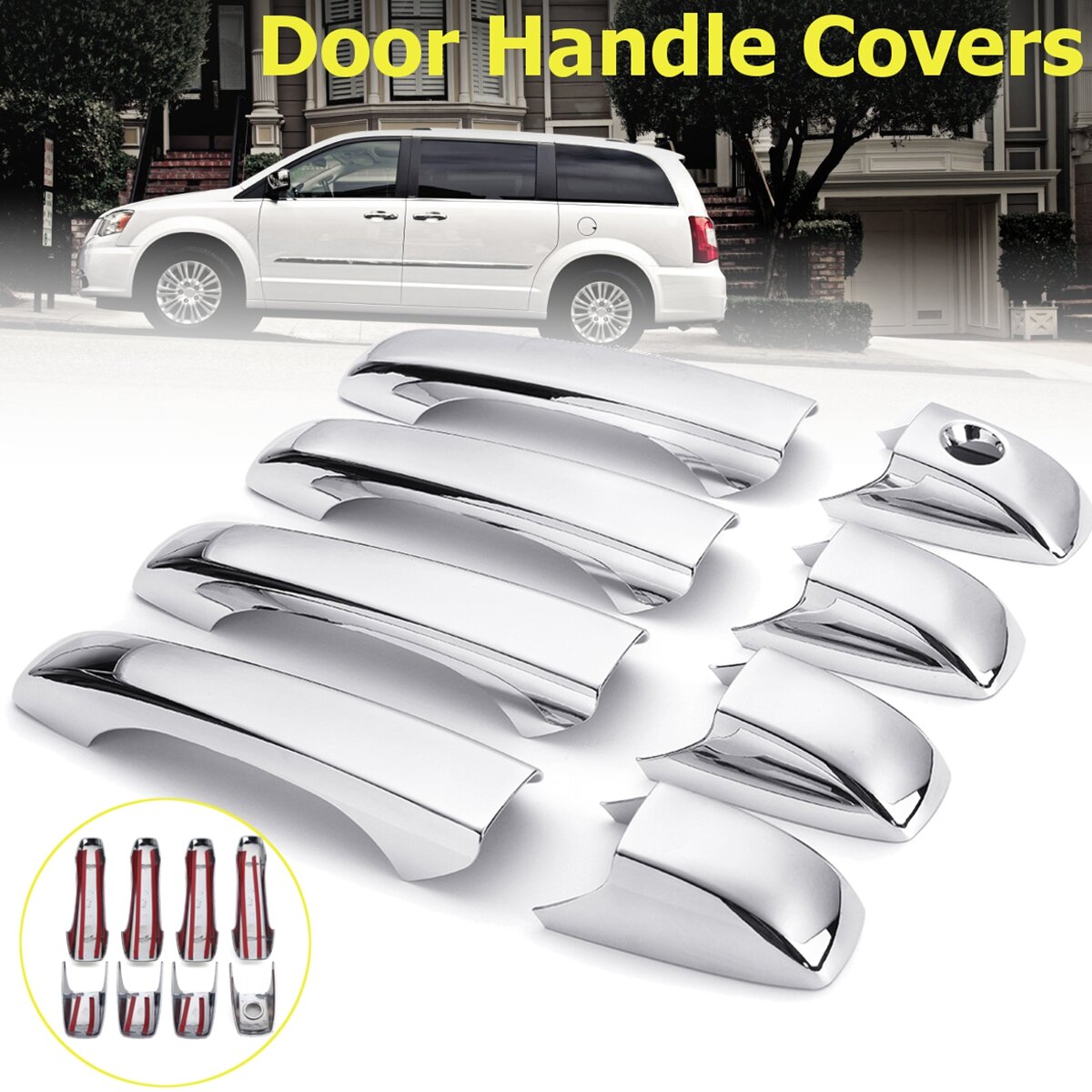 8pcs Set ABS Chrome 4 Door Handle Covers For Chrysler Dodge Jeep
