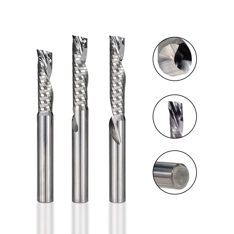 4-8mm Shank Left Hand Tungsten Carbide Milling Cutter End Mill Single Flute Spiral Cutters Engraving Tool