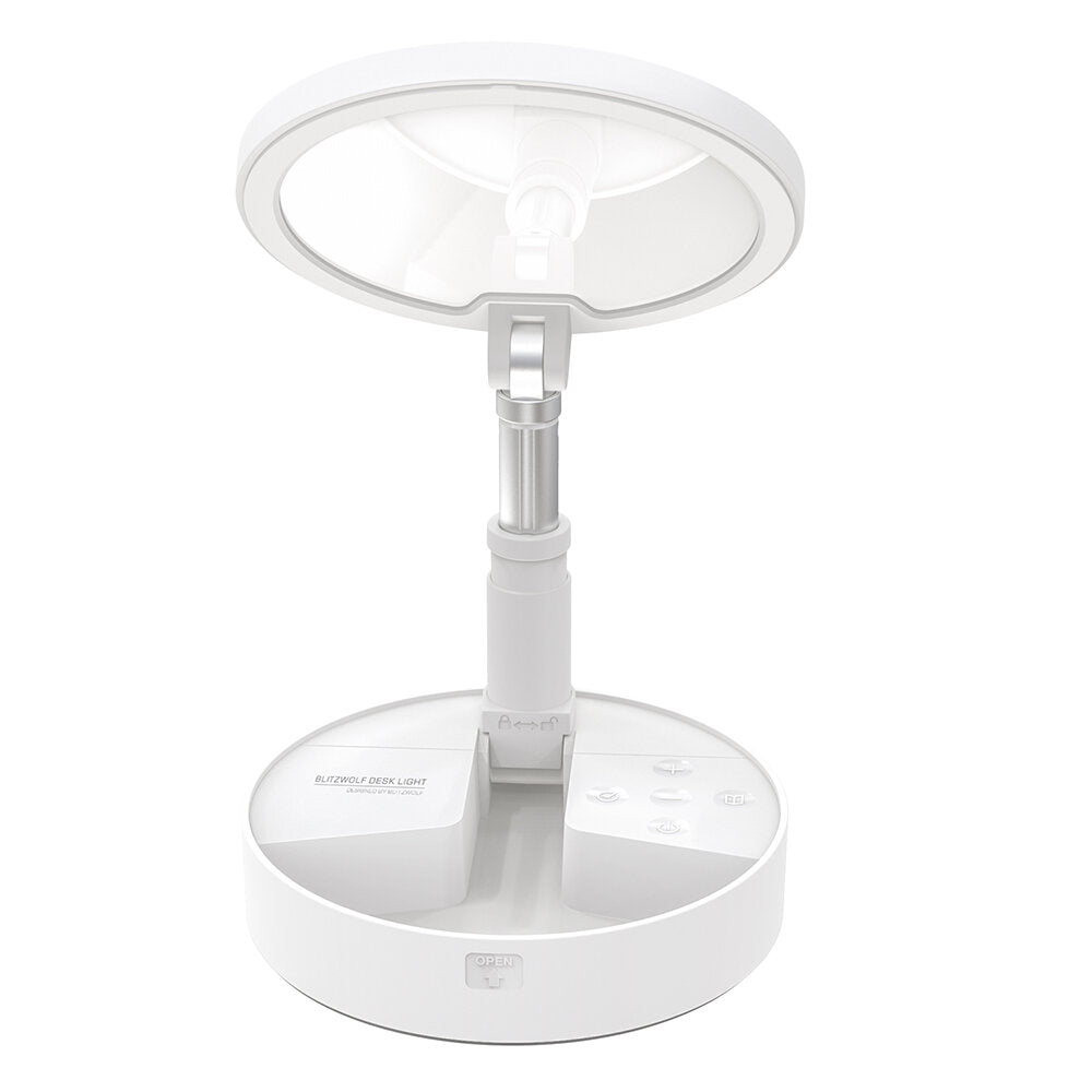 Folding Desk Lamp with Foldable Storage Adjustable Angle 3600mAh Battery 5 Level Brightness 3000-5000K Color Temp