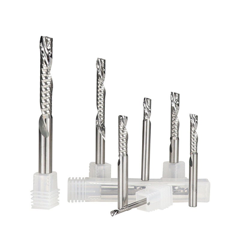4-8mm Shank Left Hand Tungsten Carbide Milling Cutter End Mill Single Flute Spiral Cutters Engraving Tool