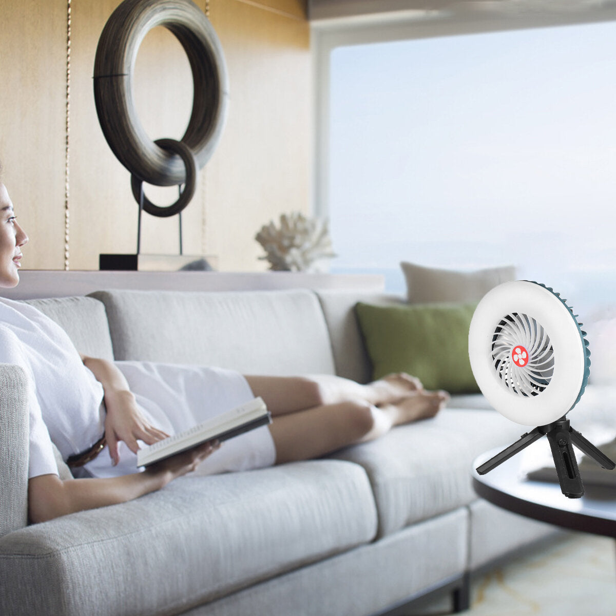 Portable Camping Light Multifunction USB Fan Built-in Batteries Rechargeable Mini Fan Light ABS Outdoor Lighting