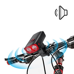 5-Modes 2*T6 LED USB Charging Bicycle Headlights 6-Horns Sounds Waterproof Bike Front Light For MTB Rode Electric Bike