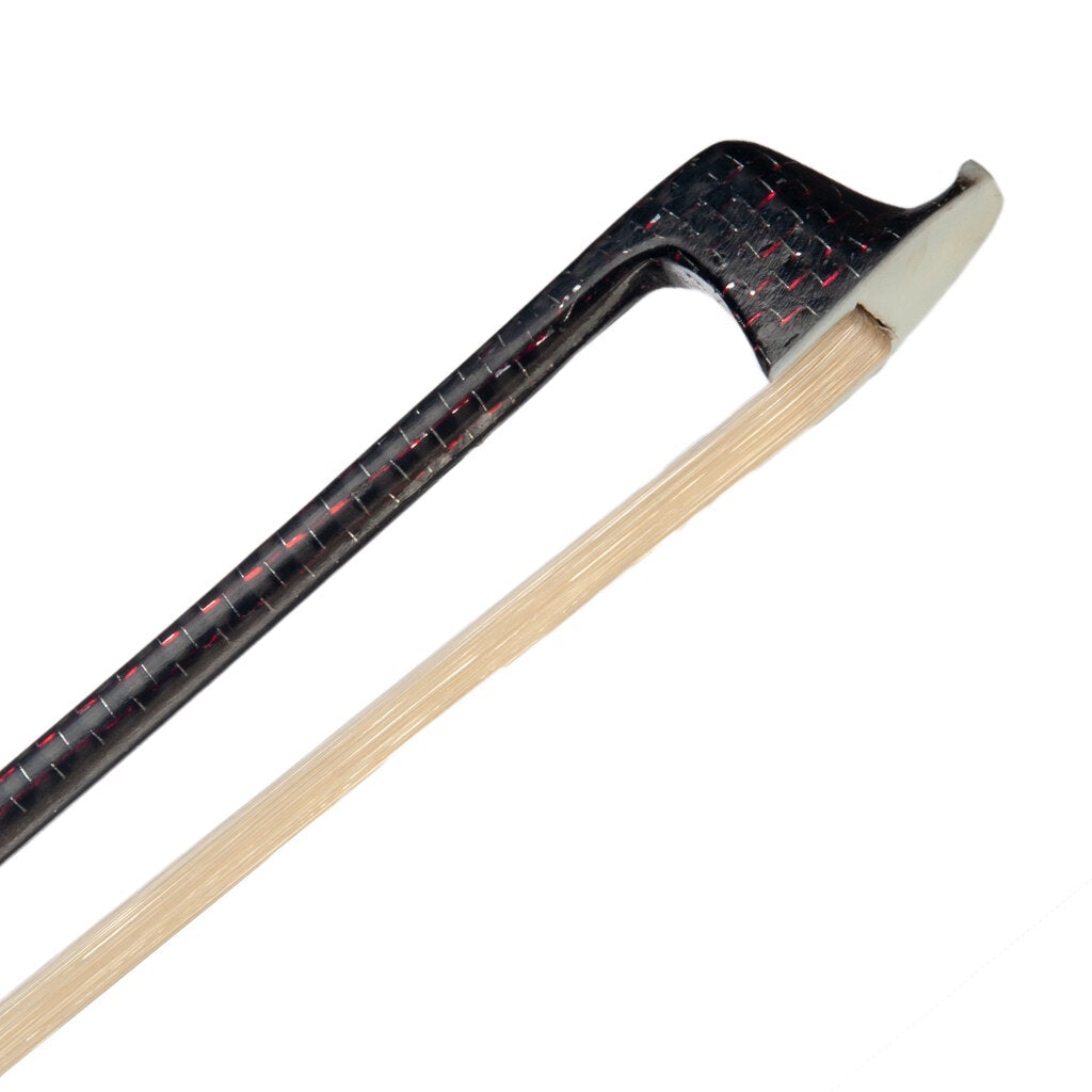 Master 4/4 Violin/Fiddle Bow Red Silk Braided Carbon Fiber Bow Round Stick Silver Wire Winding Sheep Skin Grip Ebony Frog