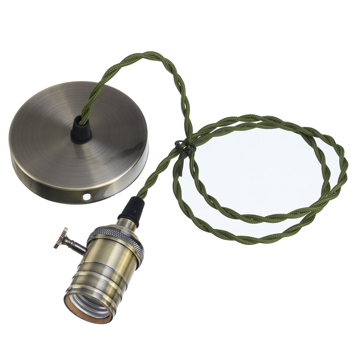 Vintage Ceiling Rose Braided Pendant Fabric Flex Lamp Holder Fitting Light Kit
