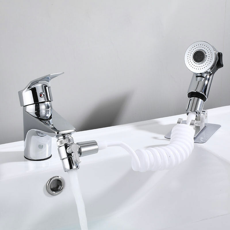 Bathroom Bathtub Wash Face Basin Water Tap External Shower Hand Held Spray Mixer Spout Faucet Wall Mounted Kit Rinser Extension Set Hair Washing
