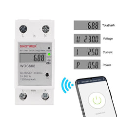 230V Smart WiFi Single-phase Energy Meter Mobile Phone App Home Multi-function Rail Meter