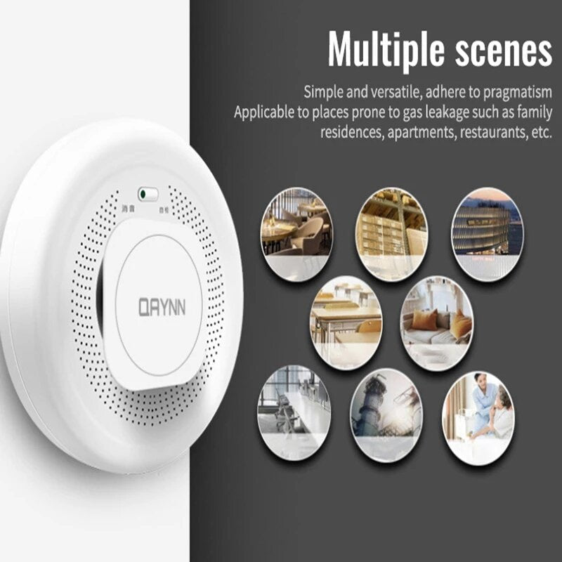 Smart Smoke Leak Sensor Detector App Control / Voice Control With Alexa Google Assistant For Smart Home Alarm System