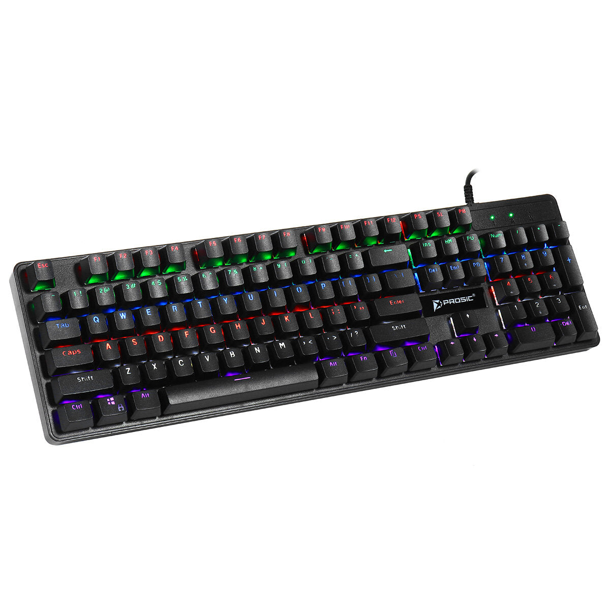 Wired Mechanical Keyboard Blue Switch 104-Key Suspended Keycaps RGB Backlit Mechanical Gaming Keyboard