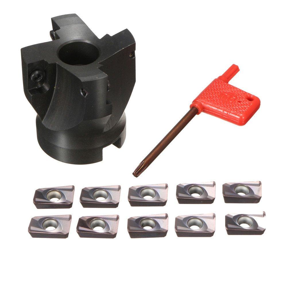 400R-50-22 4 Flute 90 Degree Face End Mill Cutter with 10pcs APMT1604 Carbide Iinserts and Spanner