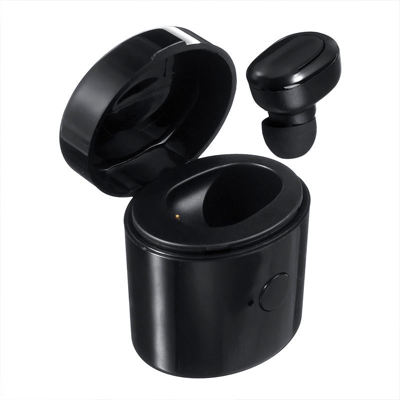 Single Bluetooth Wireless 3D Stereo Earphone IPX6 Waterproof Sports Headphones with 300mAh Charging Box for Android ios