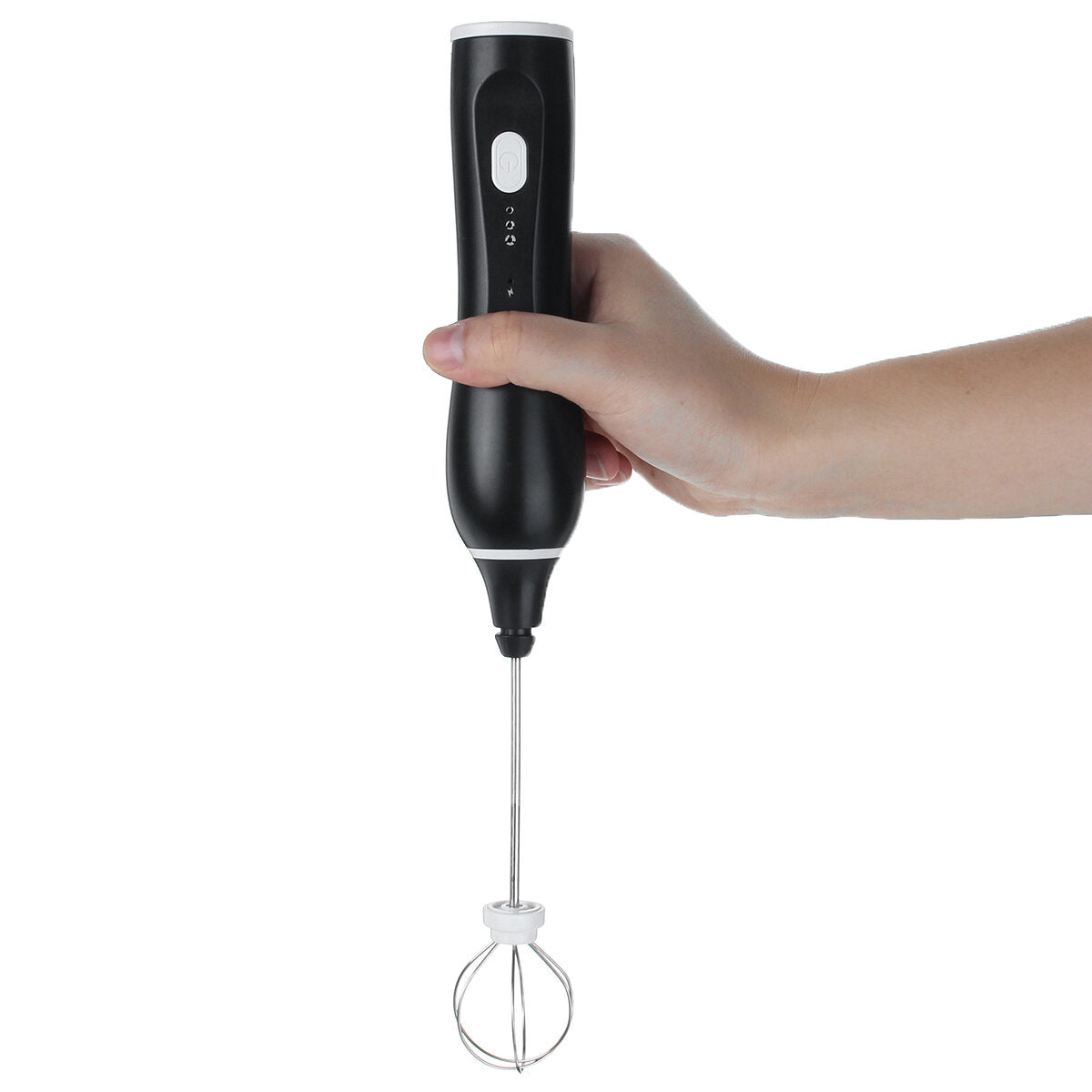 Rechargeable Portable Electric Blender USB Charging Stainless Steel Eggbeater Household Baking Tools-Black
