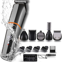 6 in 1 Cordless Display Electric Hair Clipper Beard Grooming Kit Waterproof USB Rechargeable Hair Razor
