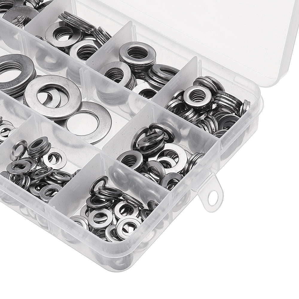 395Pcs Stainless Steel Form A Flat Washer Assortment Kit M4/M5/M6/M8/M10/M12